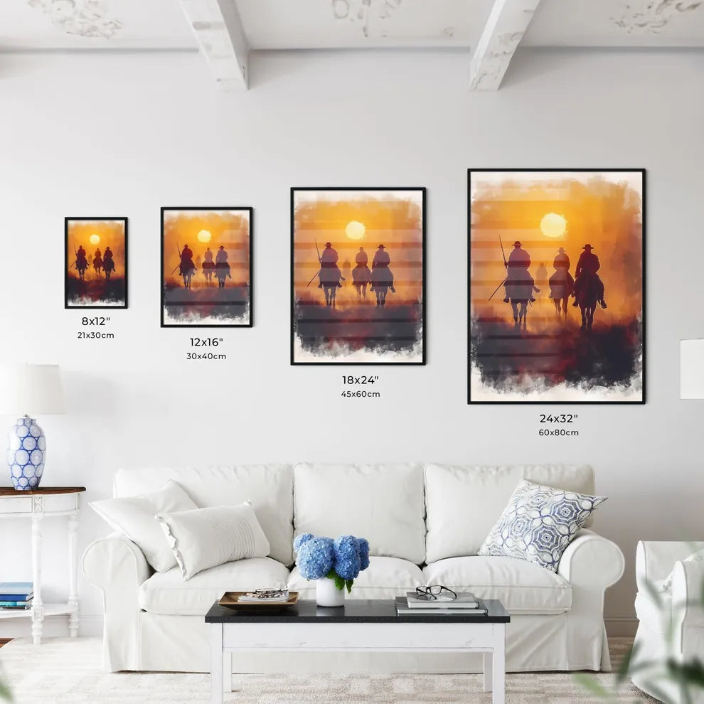 Watercolor of the contrast between the earthly army of the Syrians and the heavenly army of God Size Chart