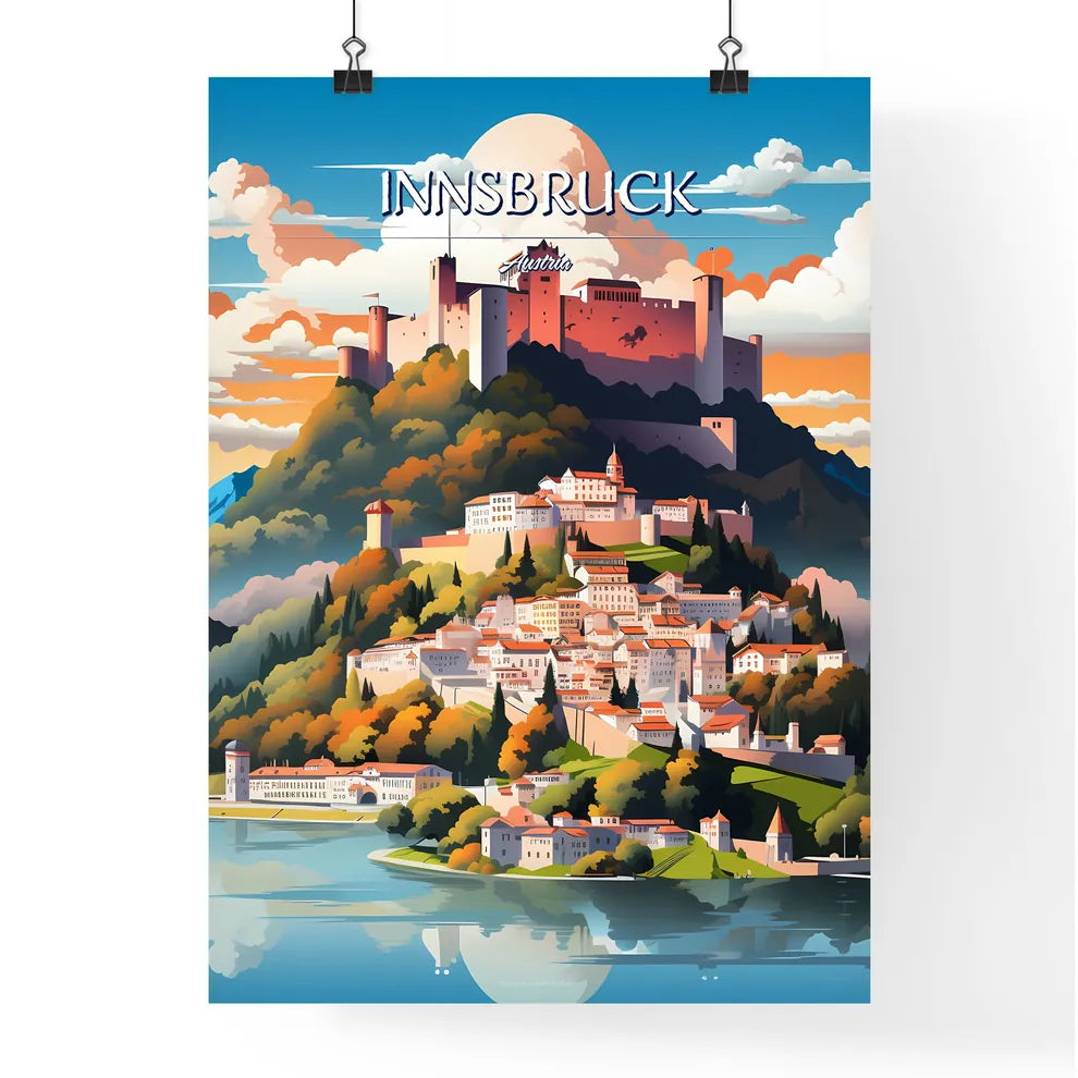 Innsbruck, Austria - Art print of a castle on a hill Poster