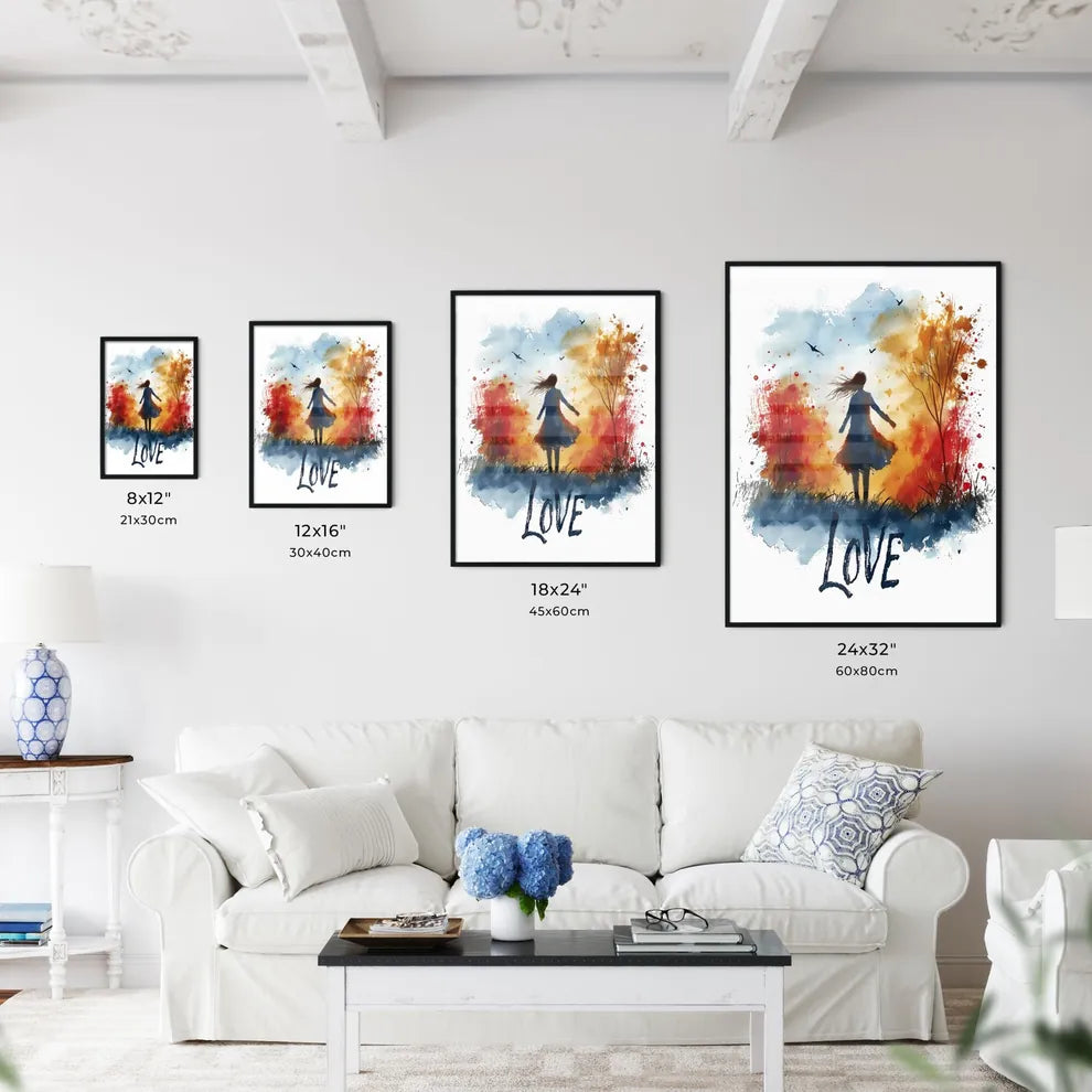 LOVE isolated - Art print of a woman walk - Kitchen Hangings
