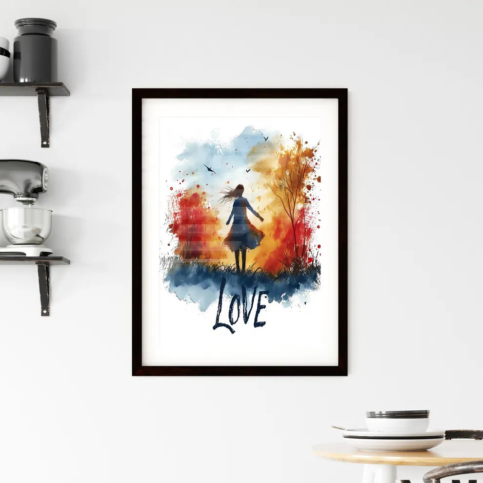 LOVE isolated - Art print of a woman walk Framed Print