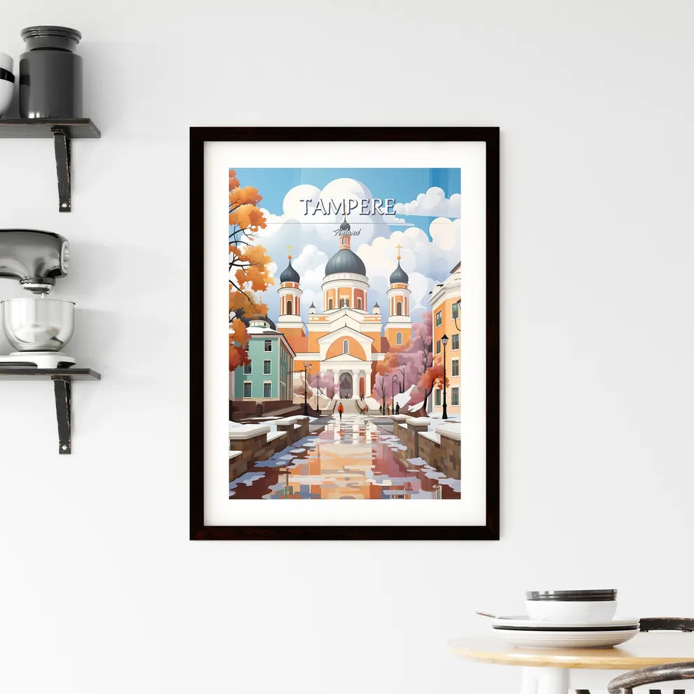 Tampere, Finland - Art print of a church with a walkway and trees Custom Print