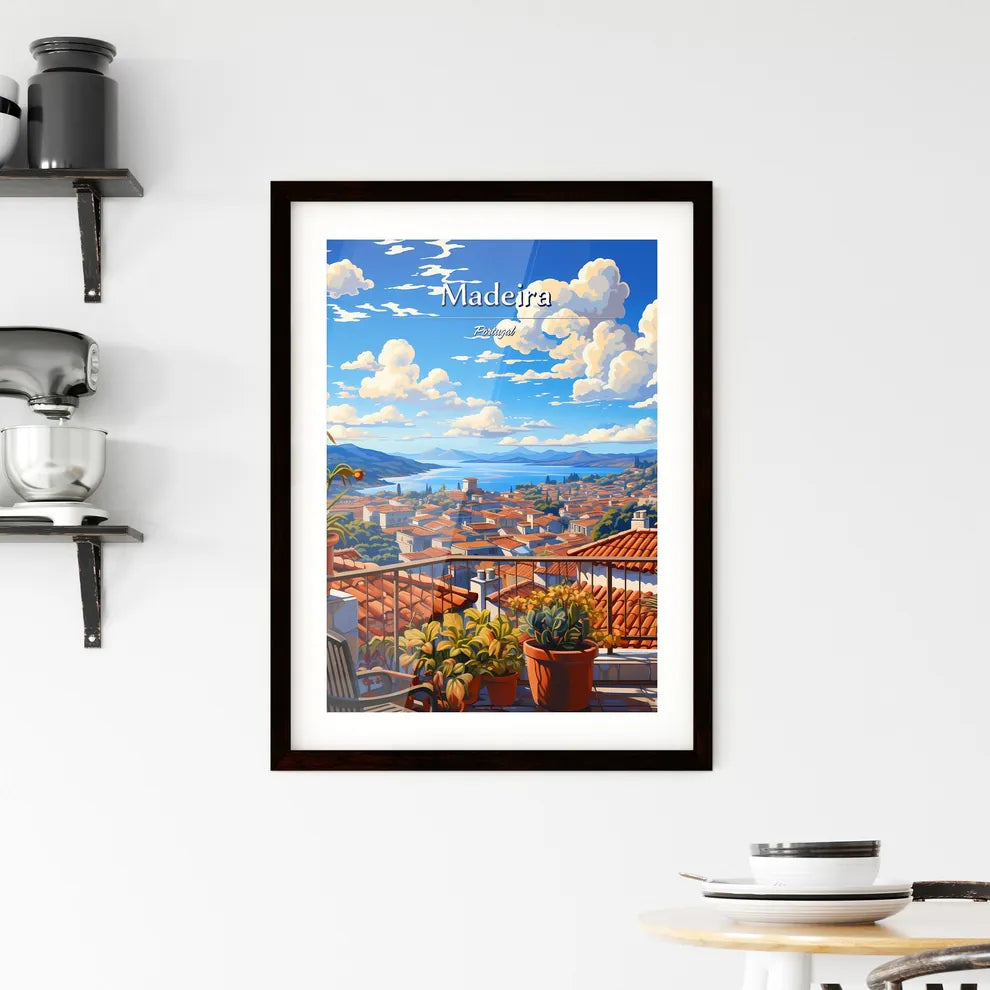 On the roofs of Madeira, Portugal - Art print of a balcony overlooking a city Custom Print