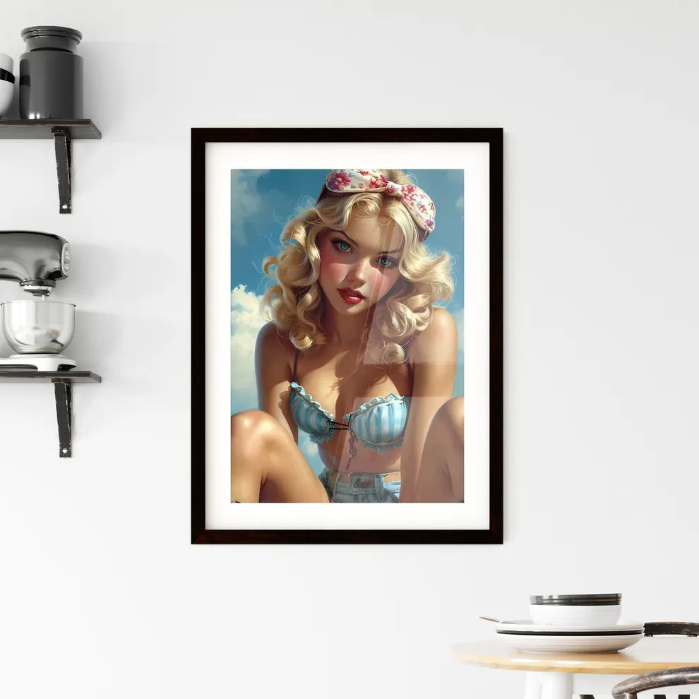A modern pin up girl - Art print of a woman  Framed Print