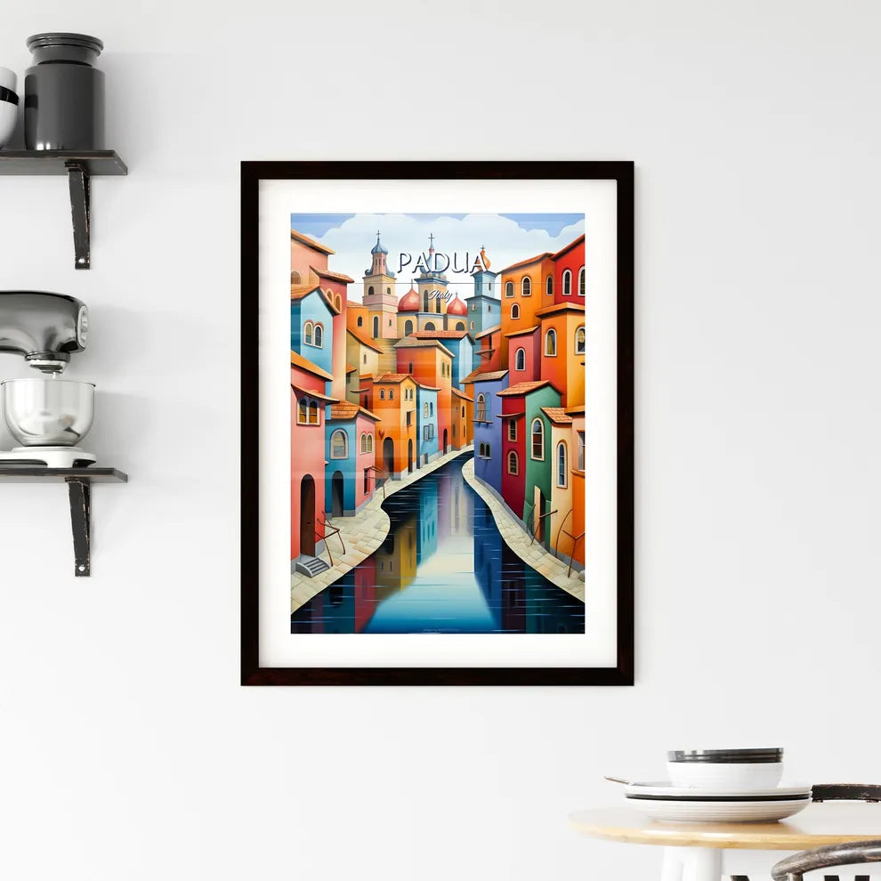 Padua, Italy - Art print of a colorful city with a river with Burano in the background Custom Print