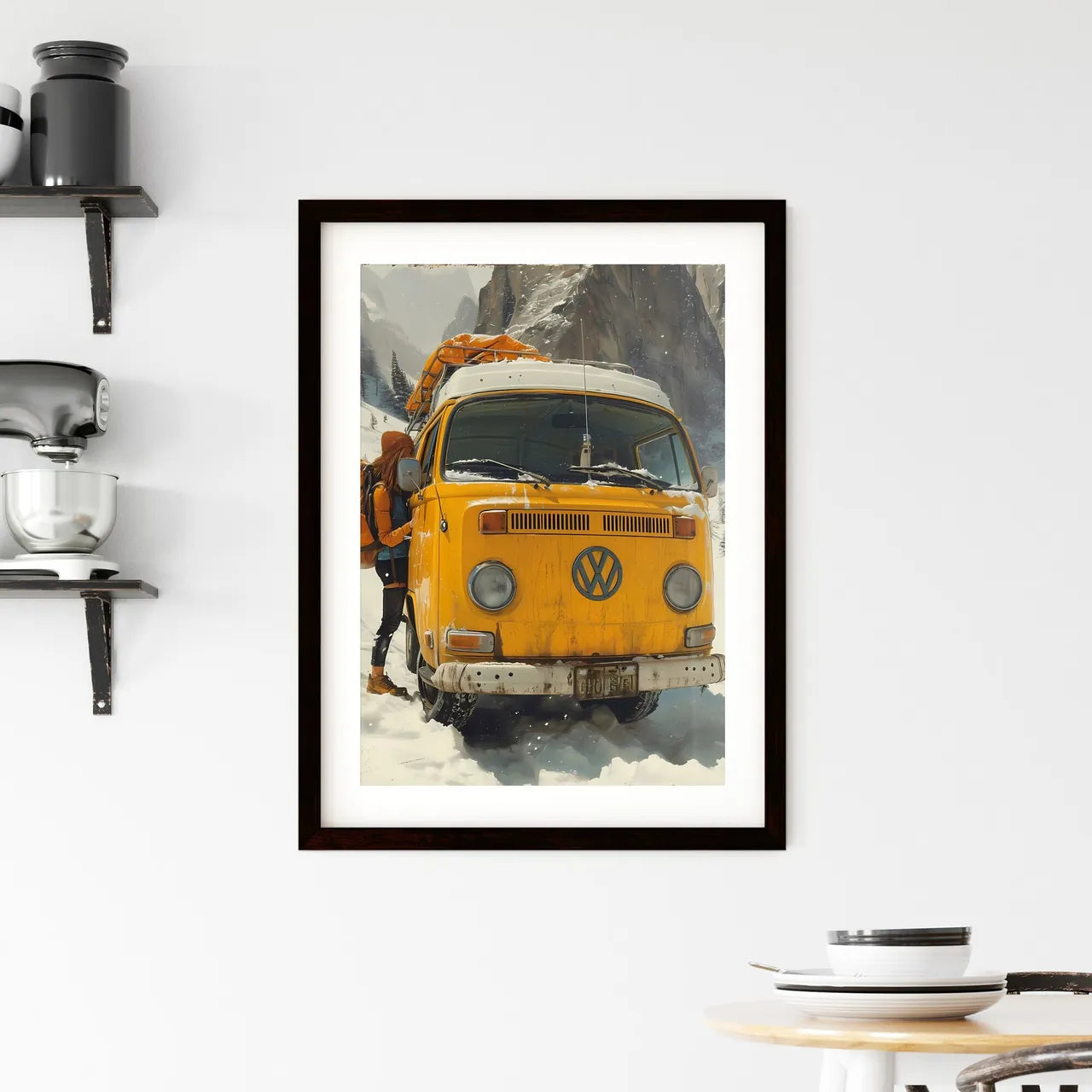 A TRENDY young person records voice - Art pr Framed Print