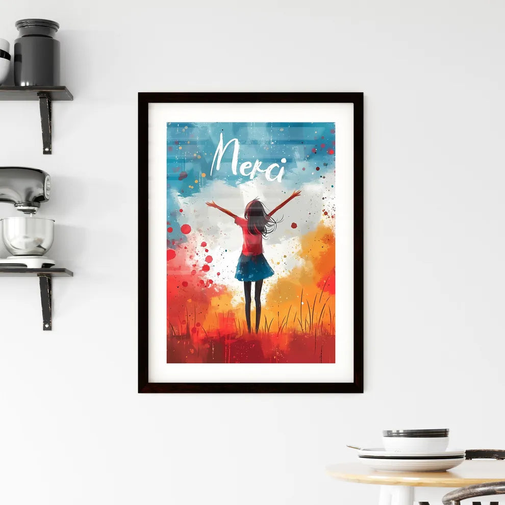 Merci hand written - Art print of a girl sta Framed Print