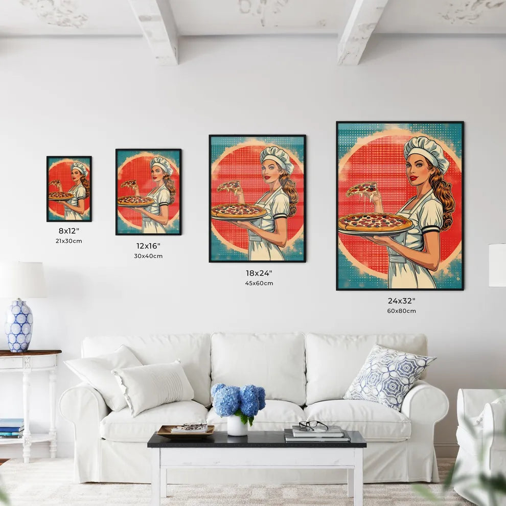 Pizza chef - Art print of a woman hold - Kitchen Hangings