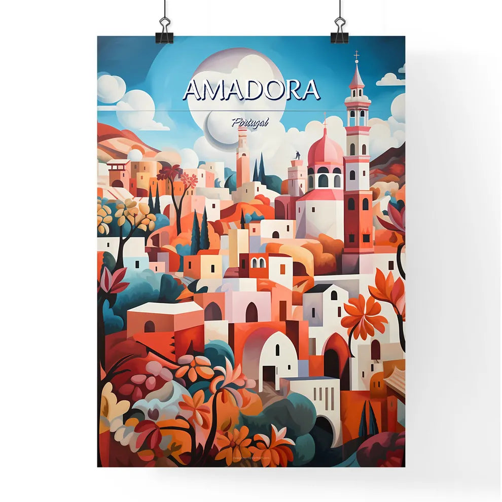 Amadora, Portugal - Art print of a painting of a city Poster