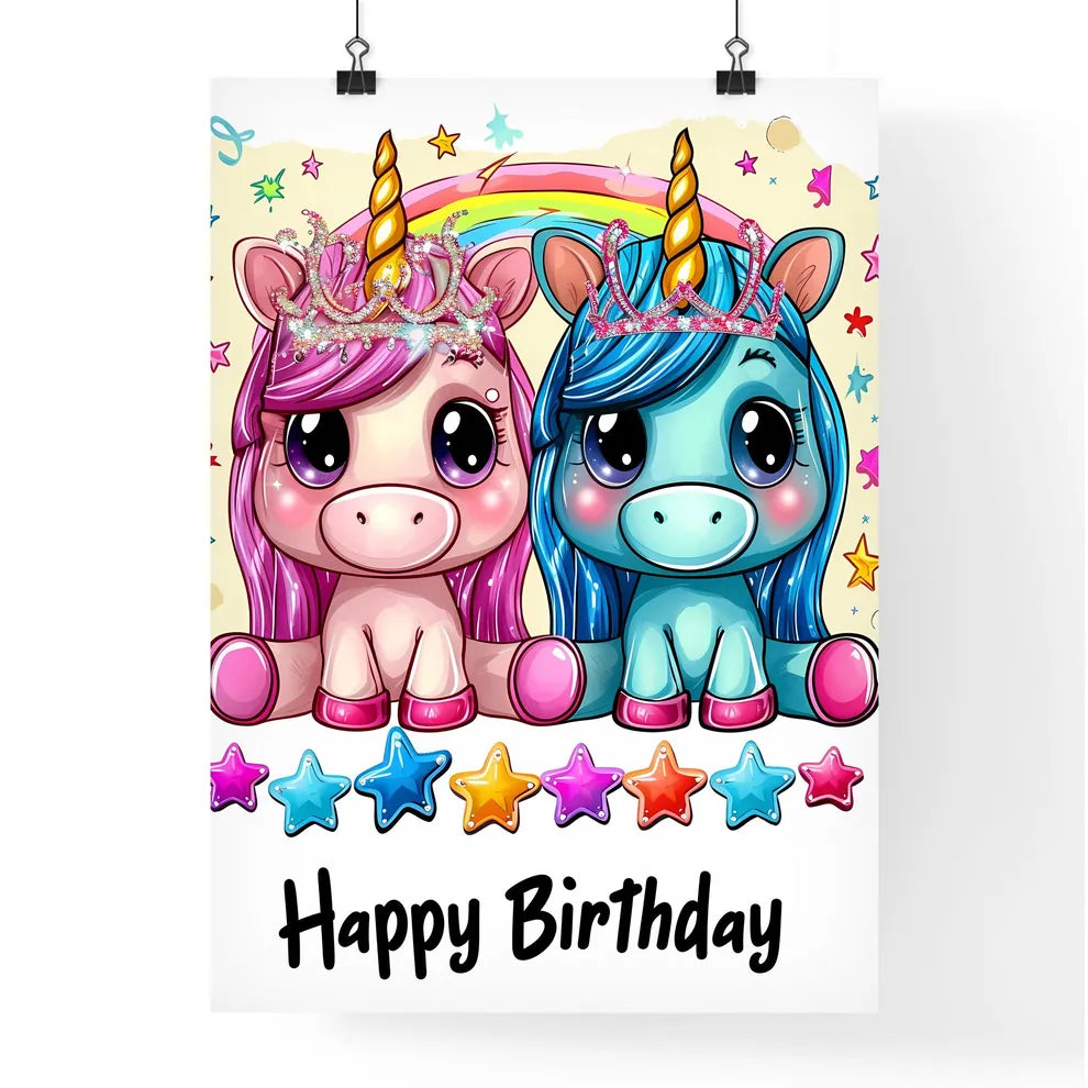 With the text Happy Birthday in whimsical script font  Poster