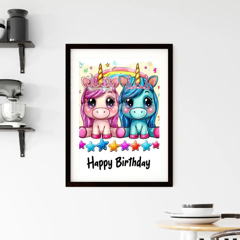 With the text Happy Birthday in whimsical script font  Framed Print