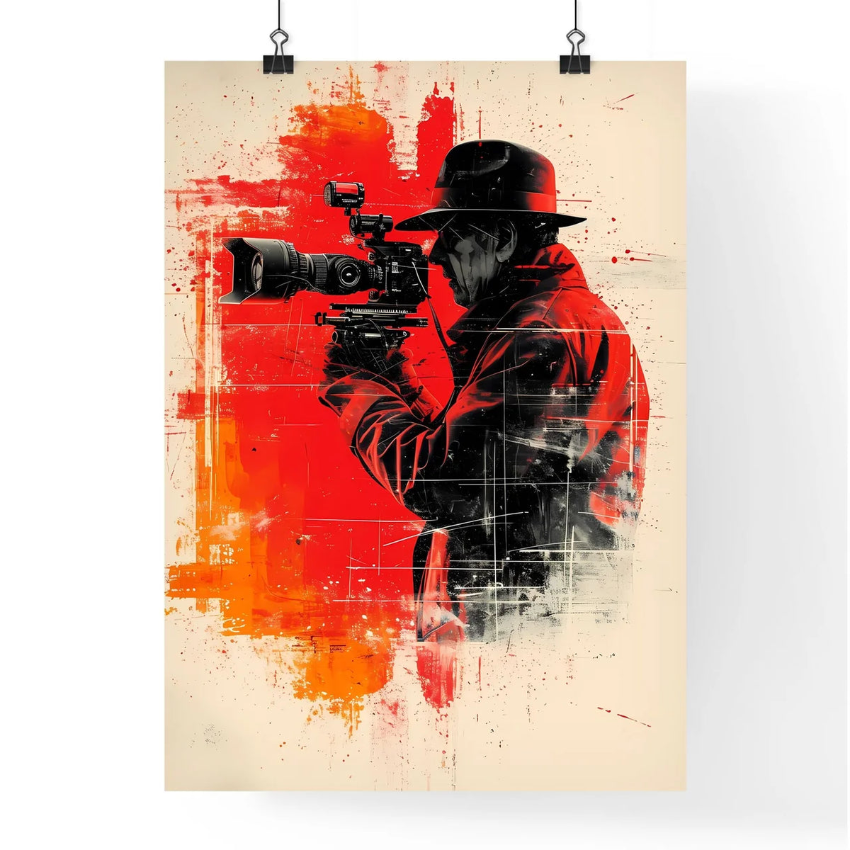 Videographer filming - Art print of a man ho Poster