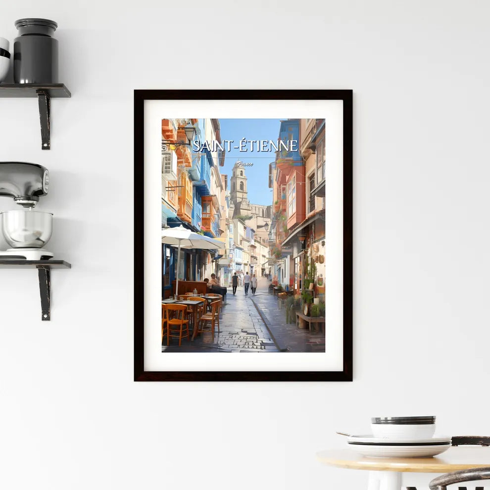 Saint-Étienne, France - Art print of a double decker bus on a street in a city Custom Print