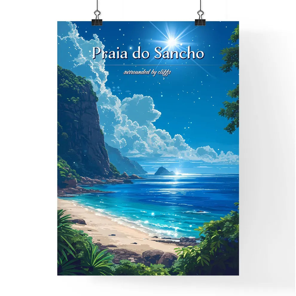 Praia do Sancho Beach - Art print of a coupl Poster