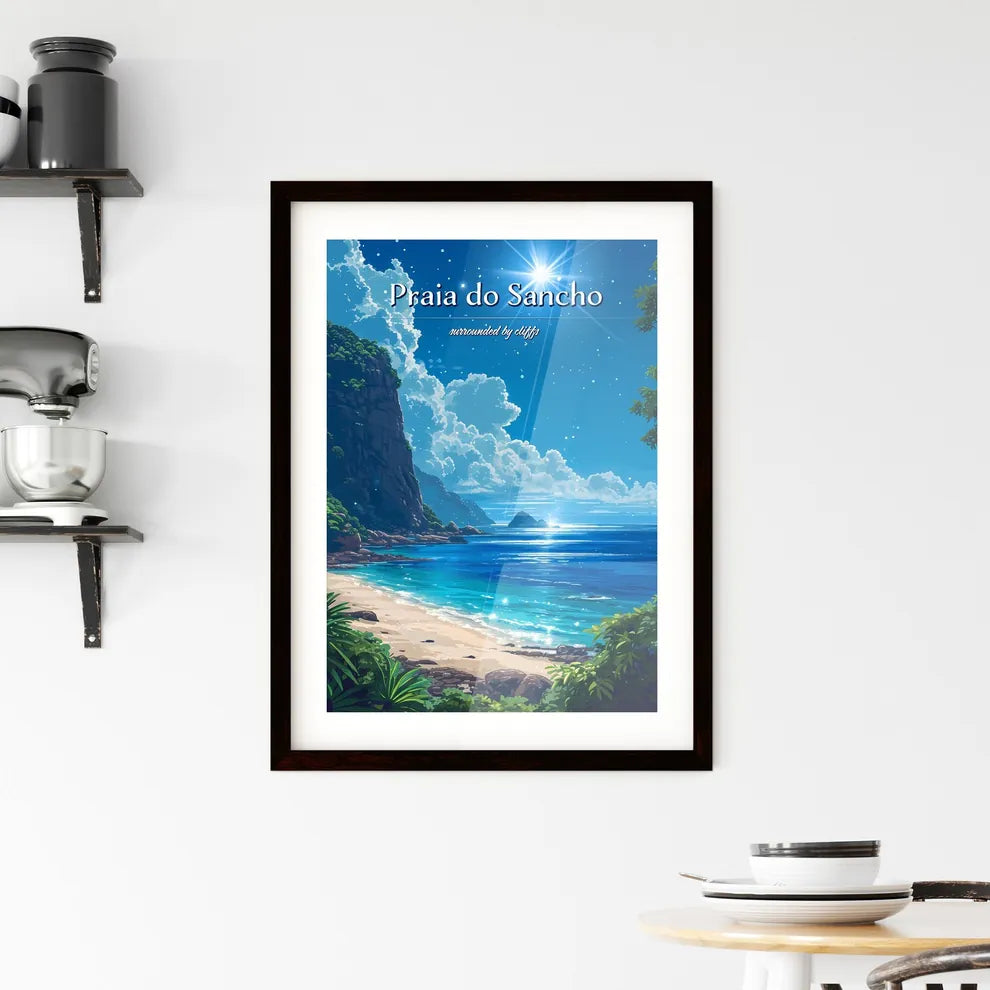 Praia do Sancho Beach - Art print of a coupl Framed Print
