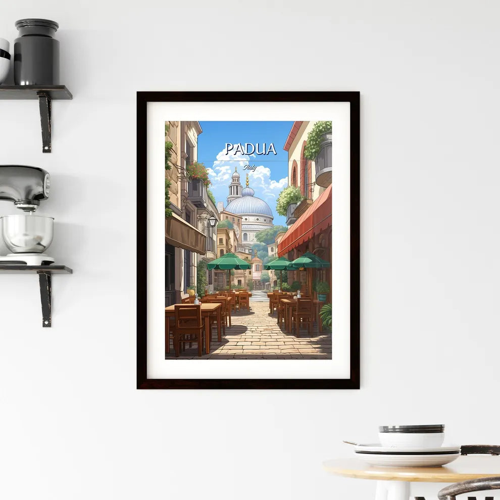 Padua, Italy - Art print of a painting of a city with mountains and clouds Custom Print