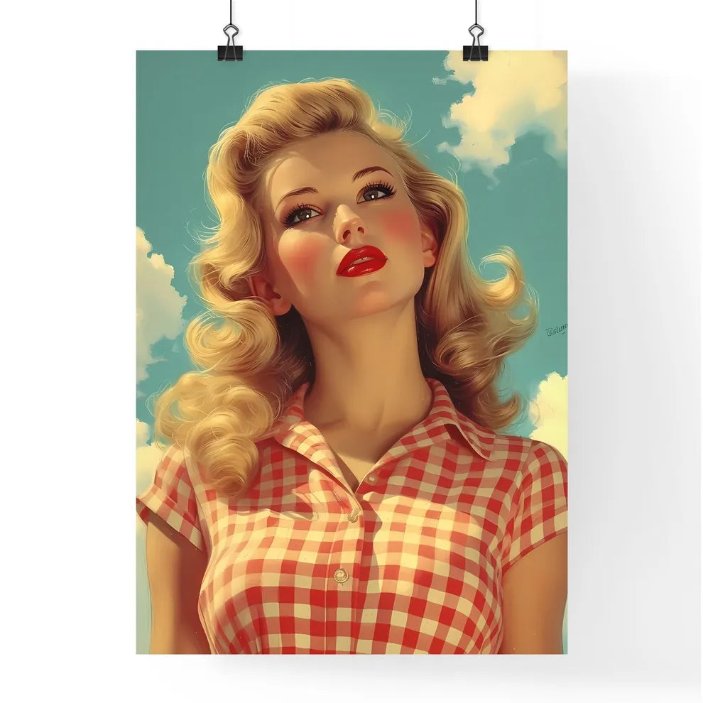 A modern pin up girl - Art print of a pink a Poster