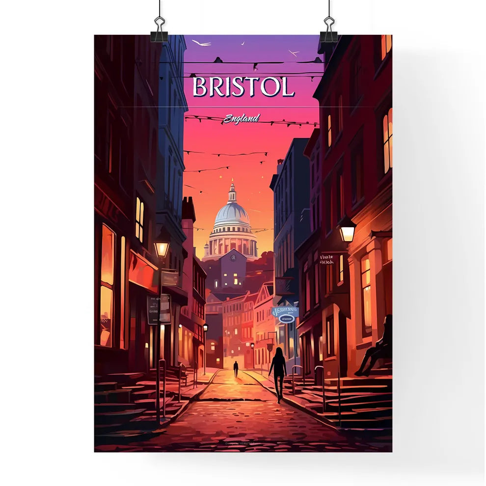 Bristol, England - Art print of a woman standing next to a washing machine Poster