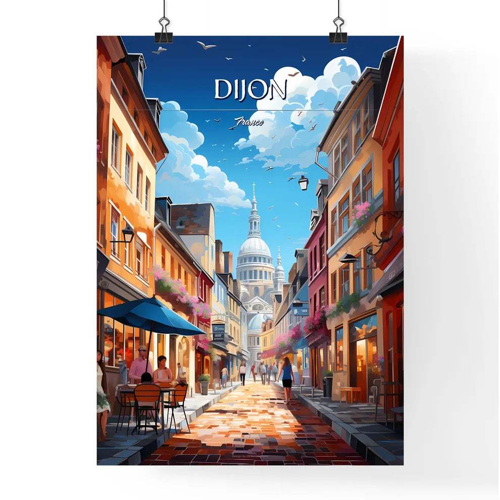 Dijon, France - Art print of a beach with rocks and a body of water and a bright star Poster