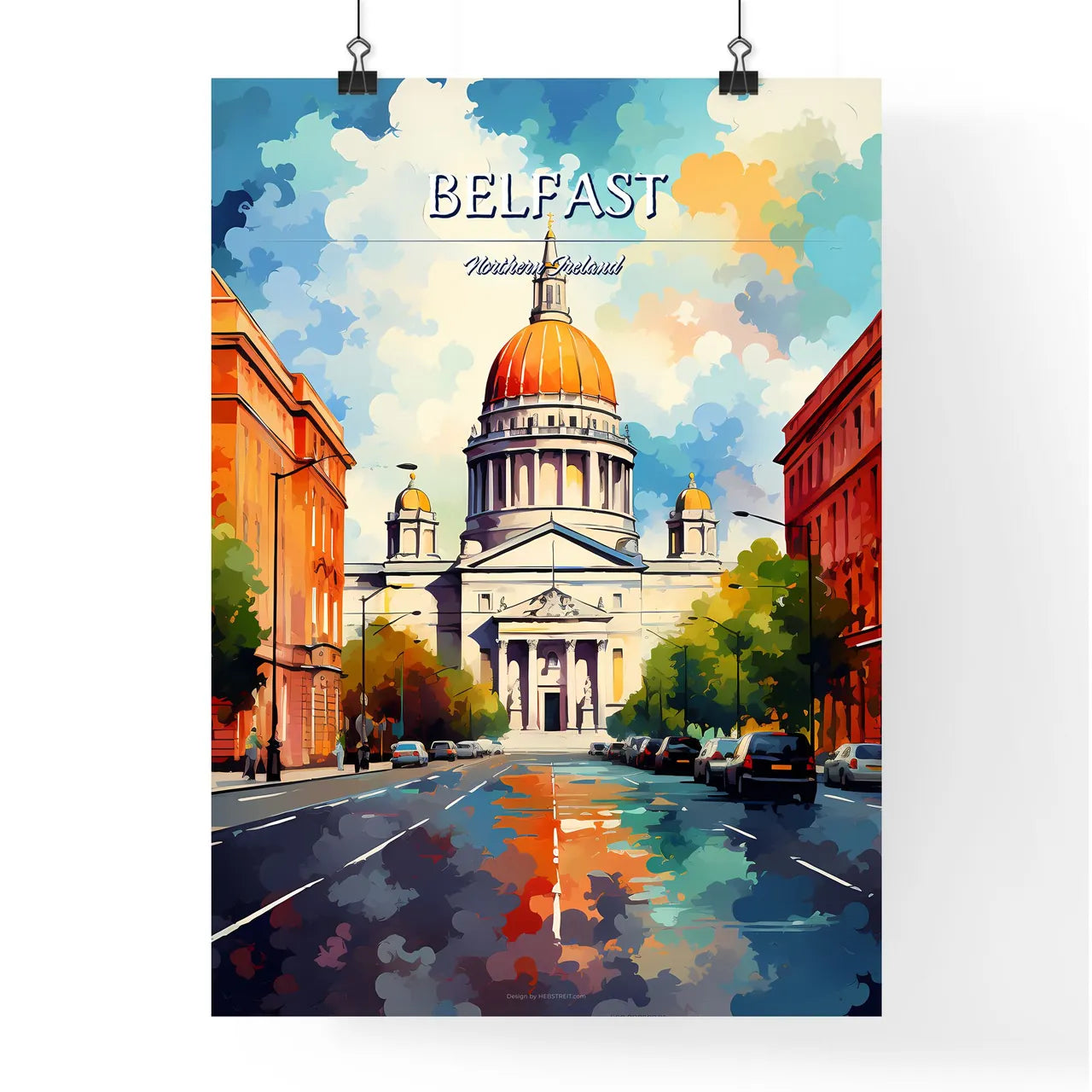 Belfast, Northern Ireland - Art print of a large billboard in a desert Poster