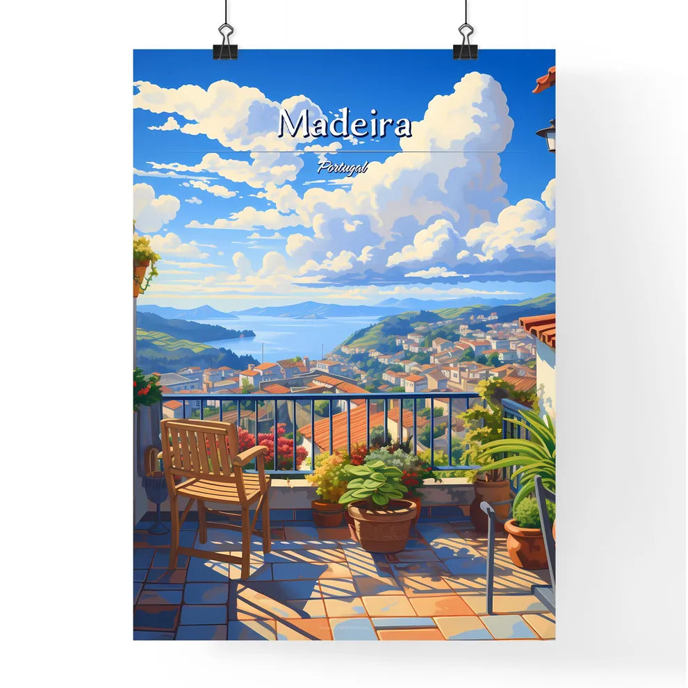 On the roofs of Madeira, Portugal - Art print of a person standing next to a yellow van in the snow Poster