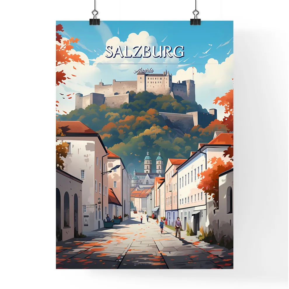 Salzburg, Austria - Art print of a large body of water with a small island in the middle Poster
