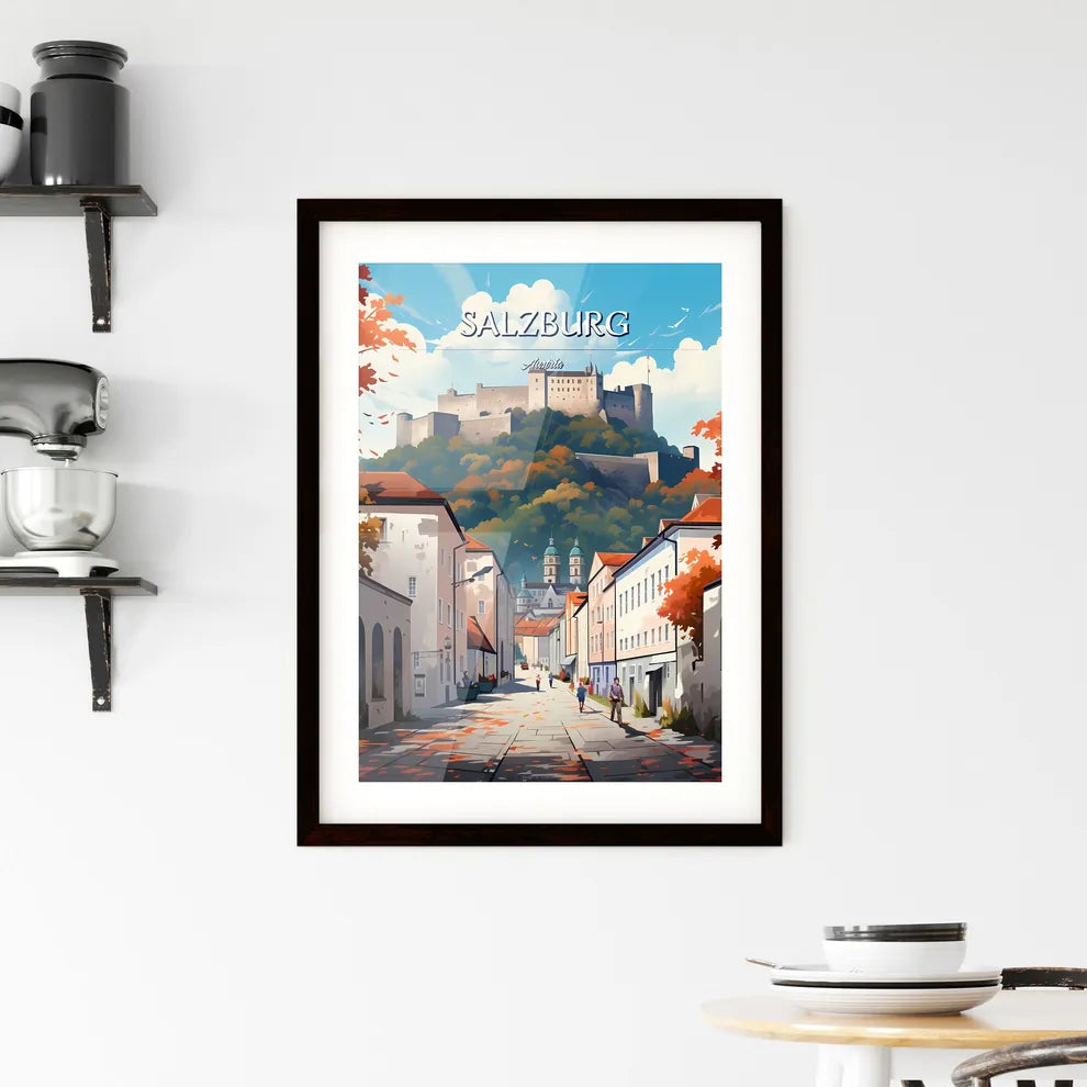 Salzburg, Austria - Art print of a large body of water with a small island in the middle Custom Print