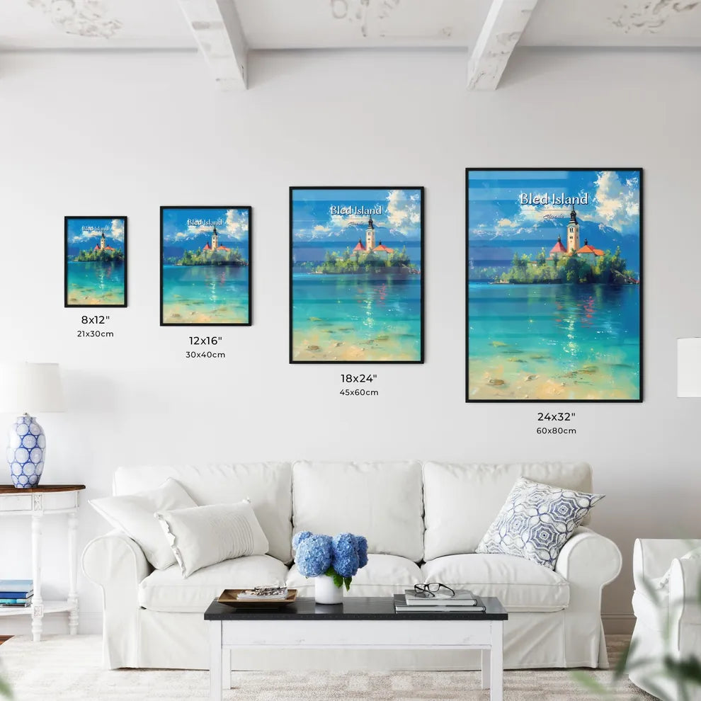 Bled Island, Slovenia - Art print of a close up of a flag Size Chart