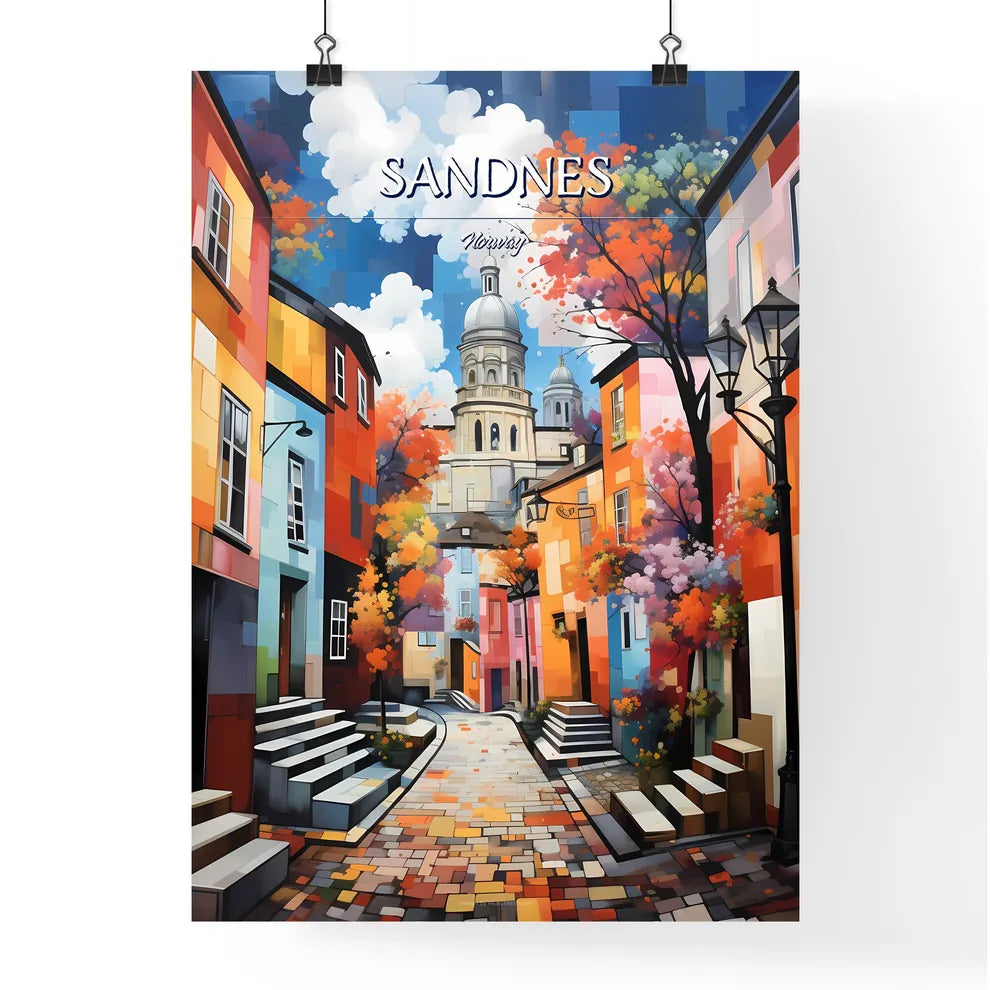 Sandnes, Norway - Art print of a colorful smoke in blue background Poster