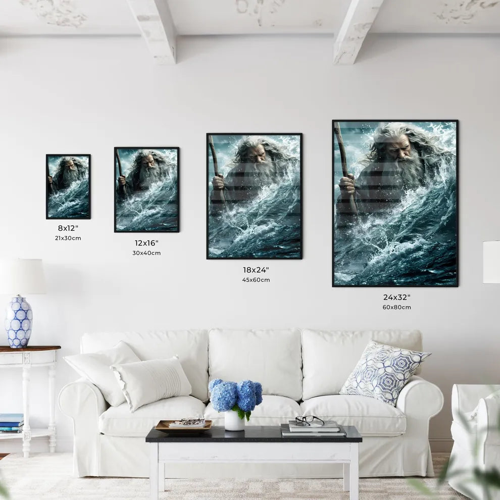 Movie poster Moses hoisting a magic staff above his head and leading many Israelites  Size Chart