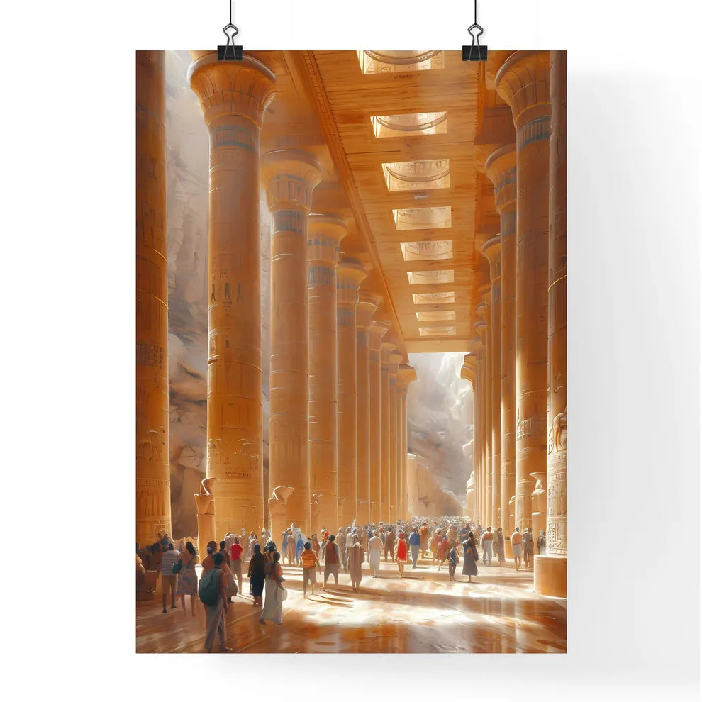 Ancient Israelites at the old ancient prehistoric temple of Solomon - Art print of a woman in a blue garment Poster