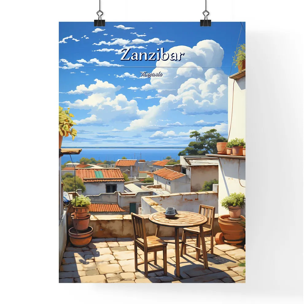 On the roofs of Zanzibar, Tanzania - Art print of a group of horses running with red manes Poster