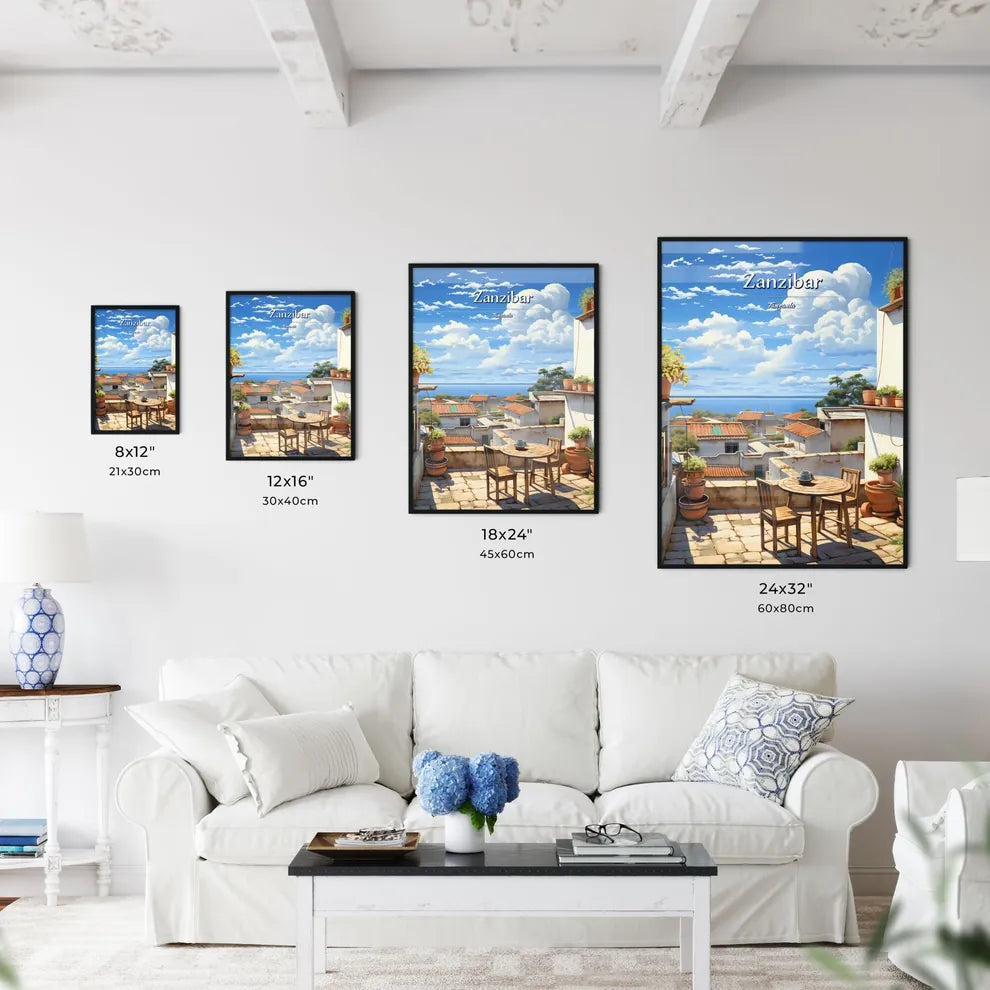 On the roofs of Zanzibar, Tanzania - Art print of a group of horses running with red manes Size Chart