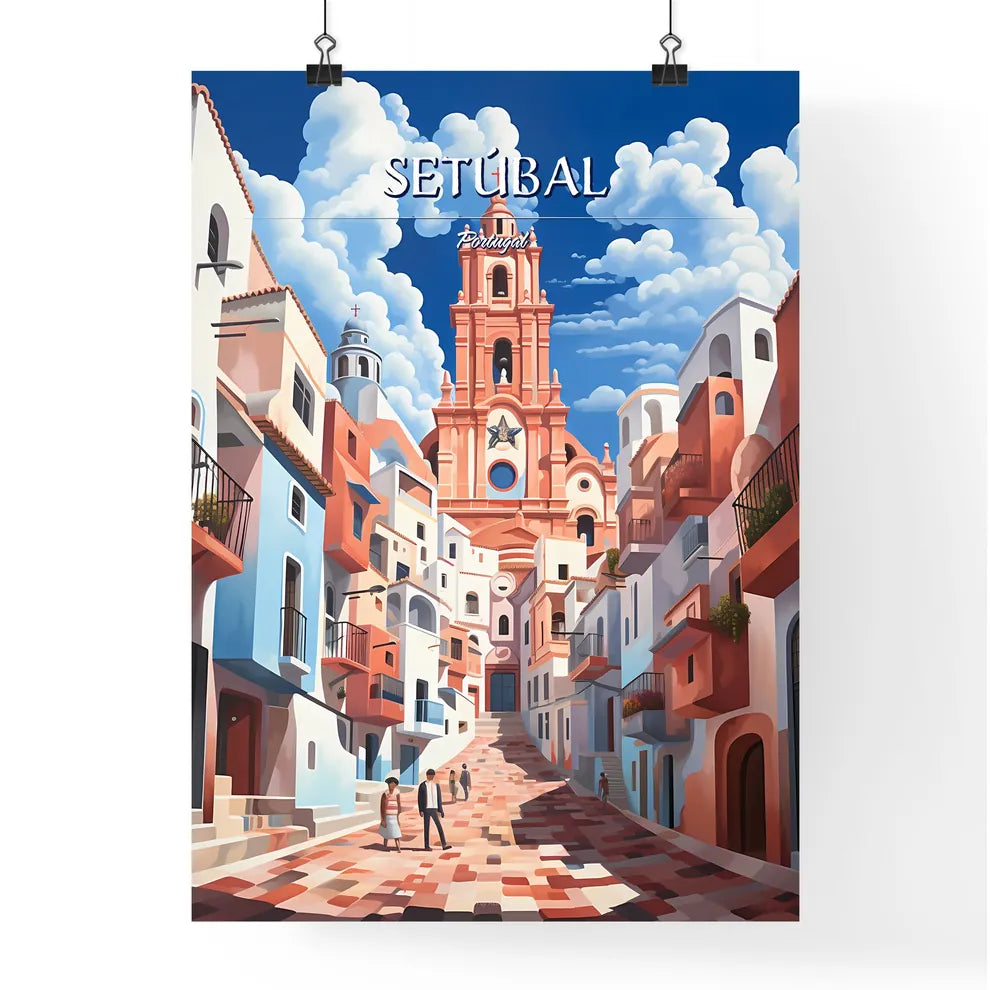 Setúbal, Portugal - Art print of a train on the street Poster