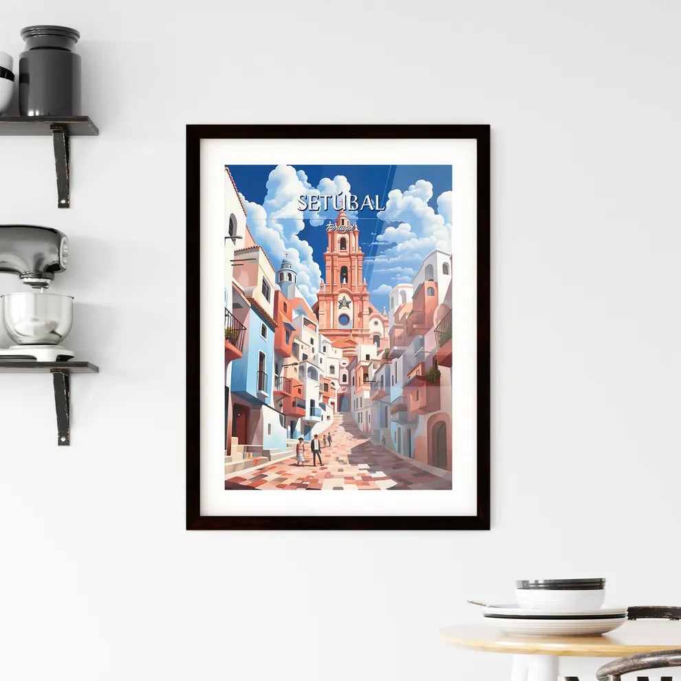 Setúbal, Portugal - Art print of a train on the street Custom Print