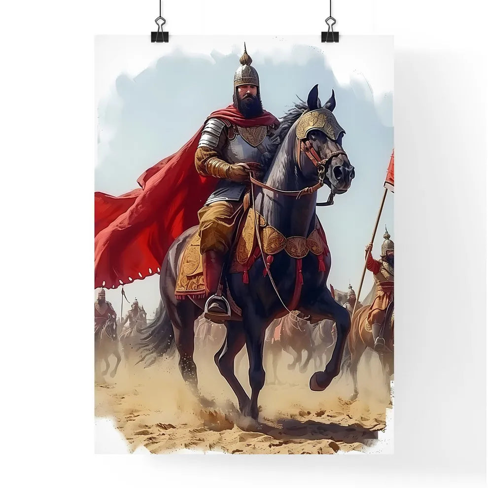 Watercolor of the contrast between the earthly army of the Syrians and the heavenly army of God Poster