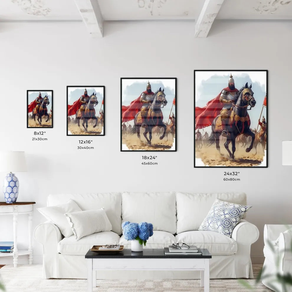 Watercolor of the contrast between the earthly army of the Syrians and the heavenly army of God Size Chart