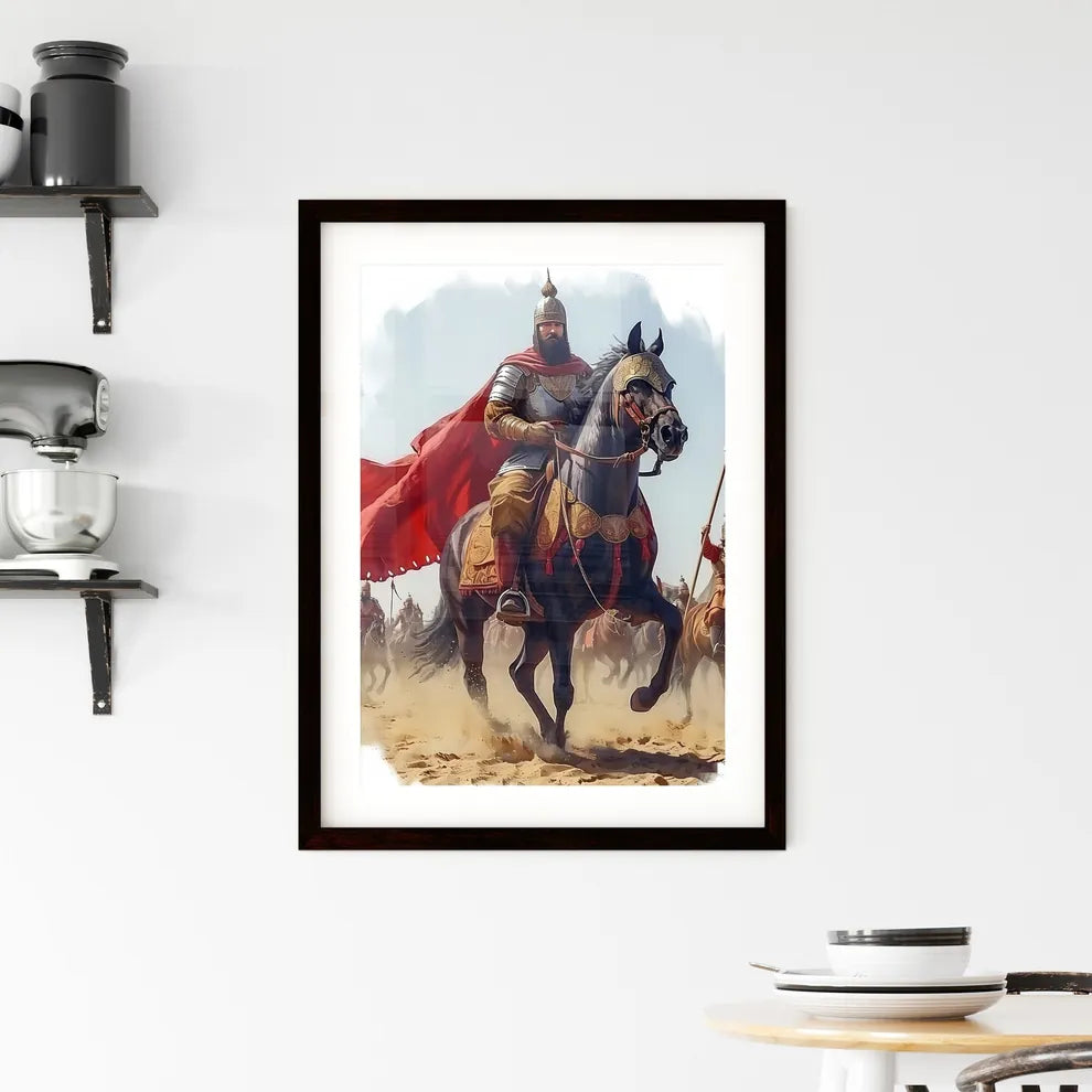 Watercolor of the contrast between the earthly army of the Syrians and the heavenly army of God Framed Print