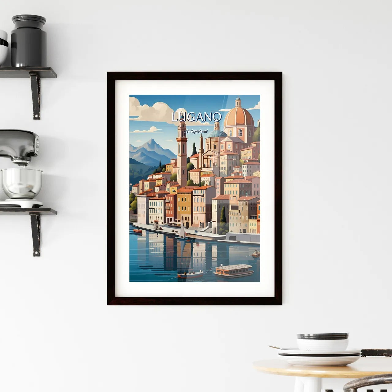 Lugano, Switzerland - Art print of a woman holding a cup of popcorn Custom Print