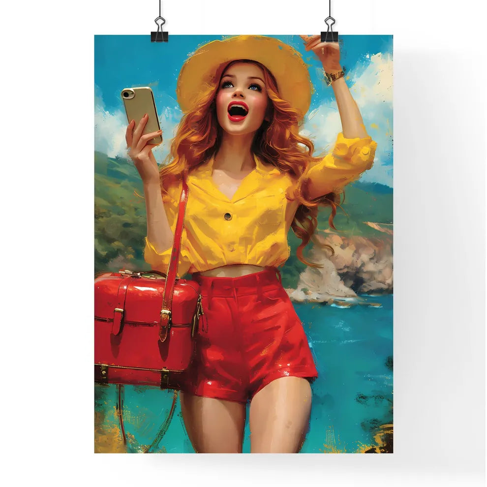 Surprised woman with beautiful legs - Art pr Poster