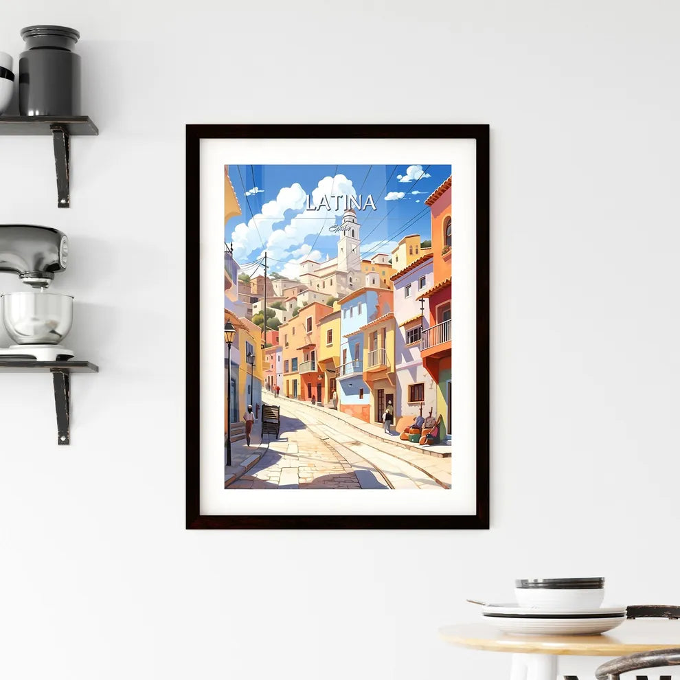 Latina, Spain - Art print of a city with mountains in the background Custom Print