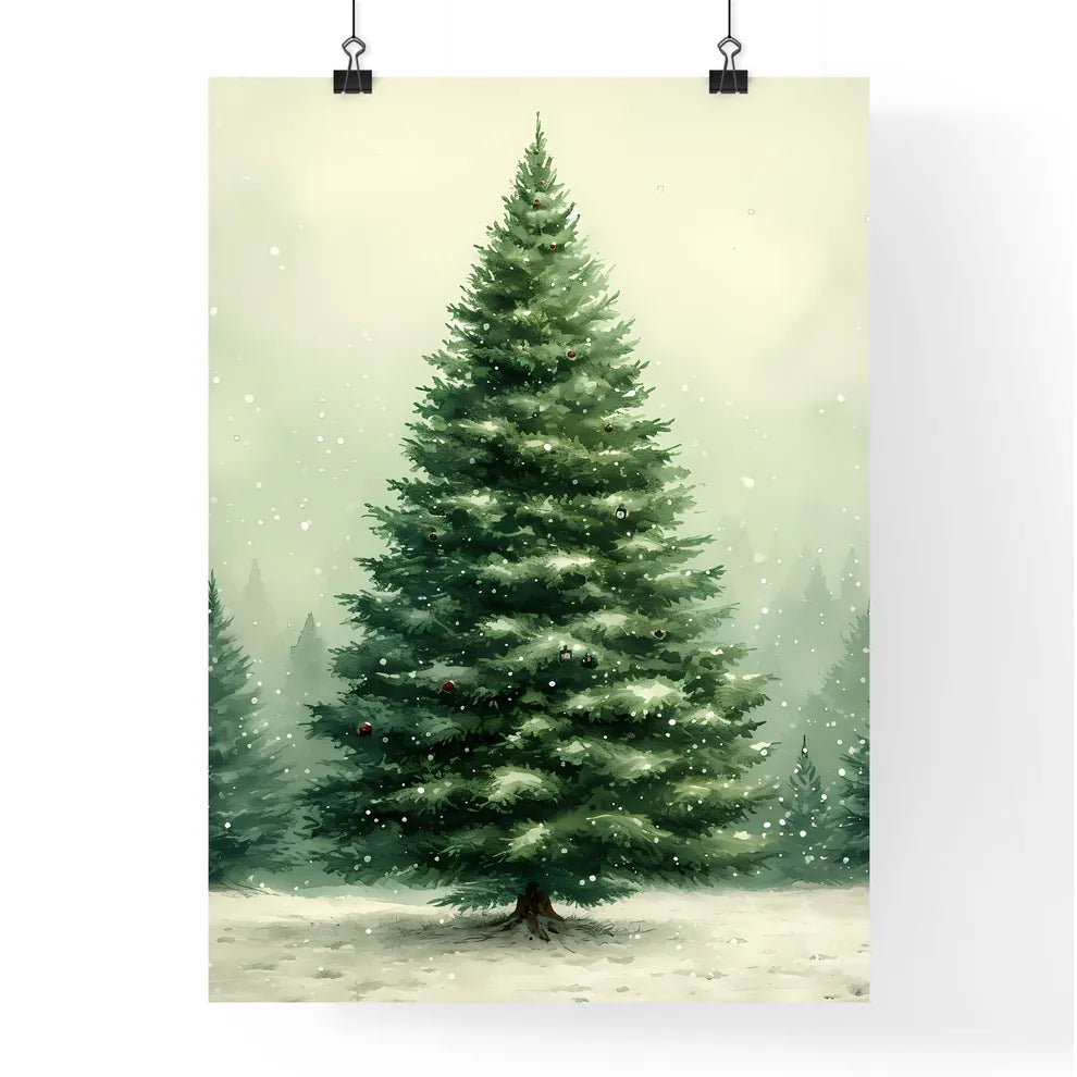 Watercolor tilable paper with christmas tree Poster