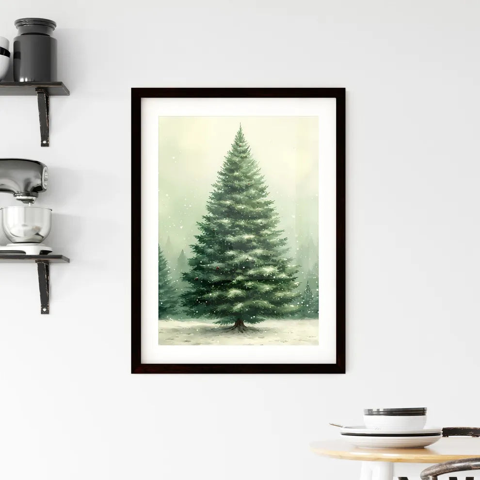 Watercolor tilable paper with christmas tree Framed Print
