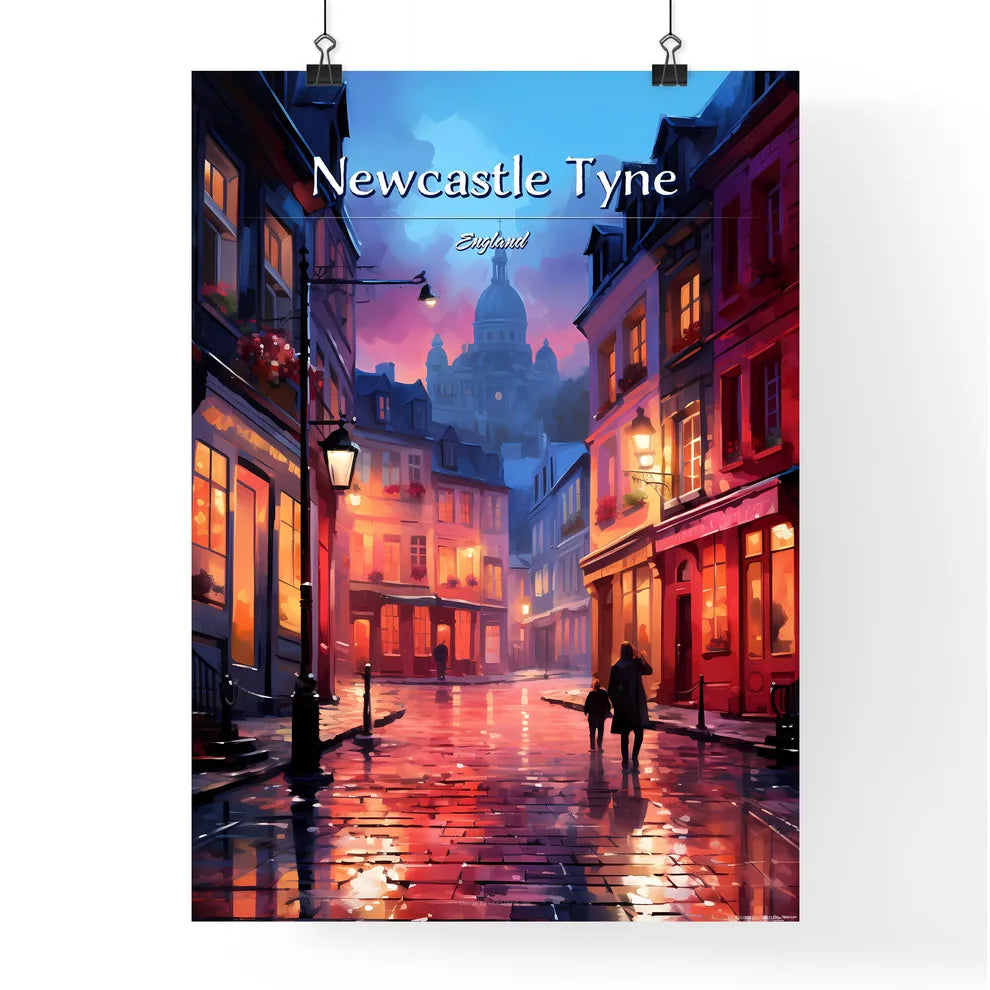 Newcastle upon Tyne, England - Art print of a woman with long hair wearing a green garment Poster