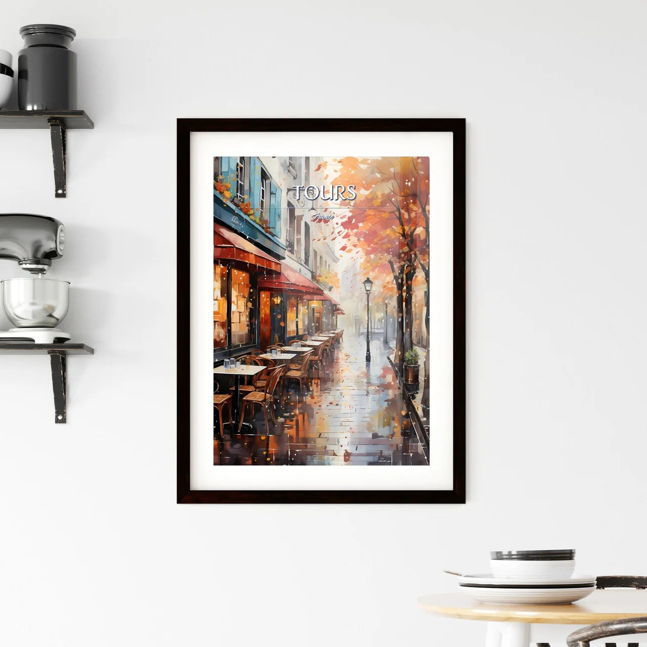 Tours, France - Art print of a beach with a sandy beach and blue sky with clouds Custom Print