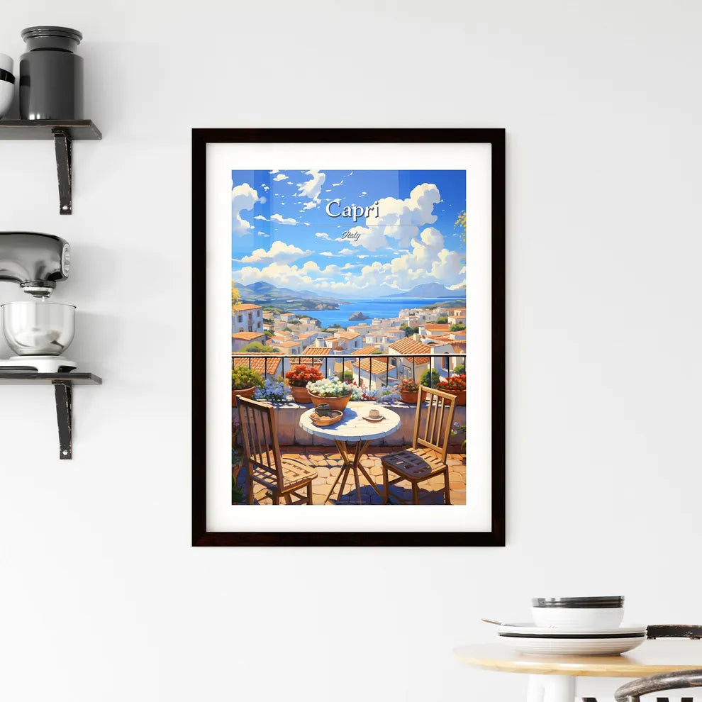 On the roofs of Capri, Italy - Art print of a colorful lines on a black background Custom Print