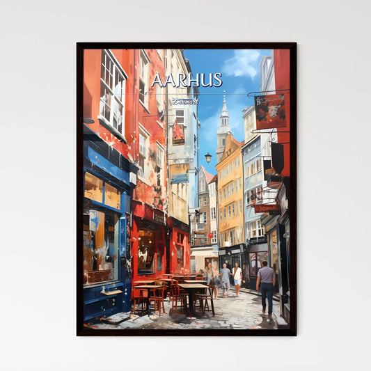 Aarhus, Denmark - Art print of a large crowd of people looking at a large city Framed Art