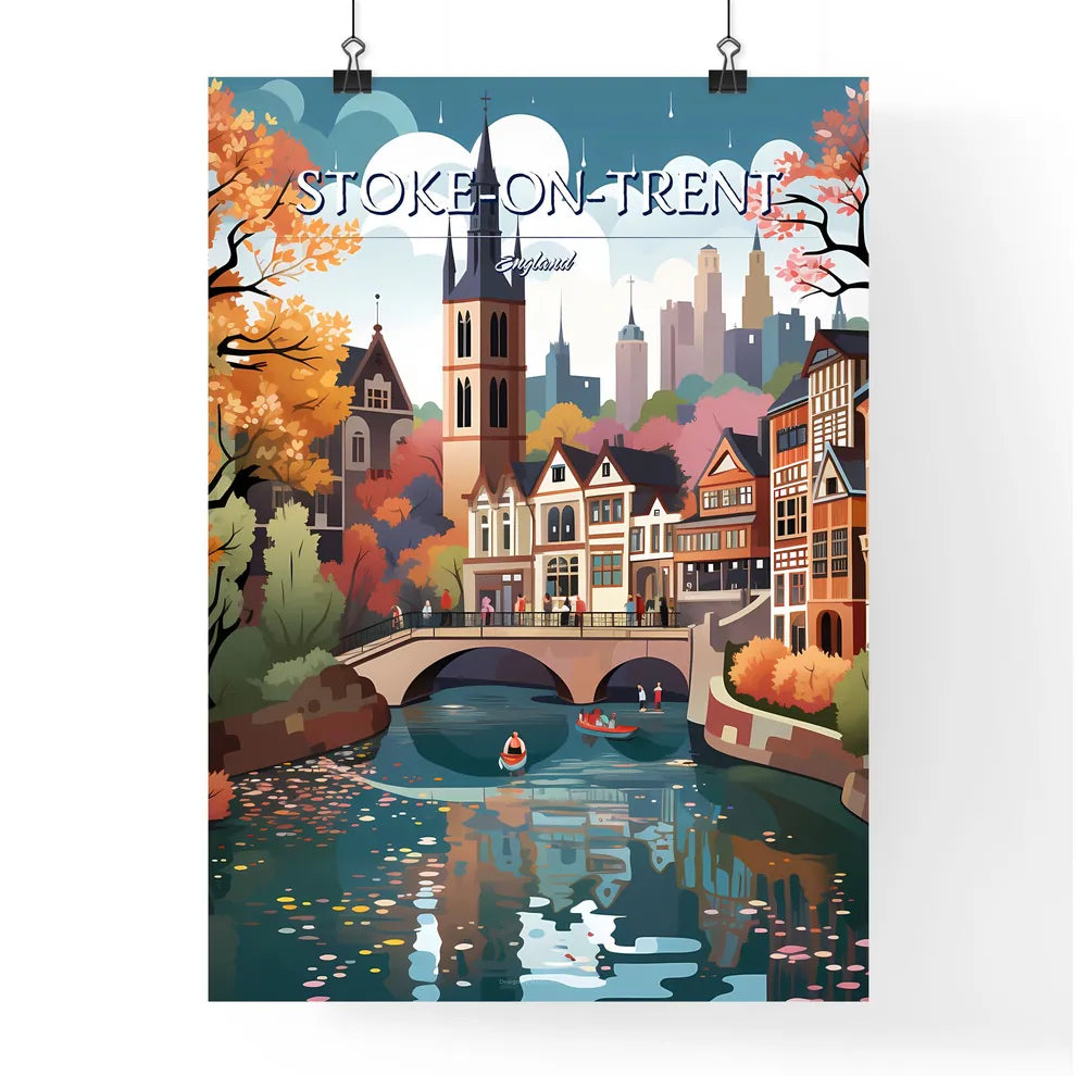 Stoke-on-Trent, England - Art print of a painting of a body of water with mountains and a boat with Li River in the background Poster