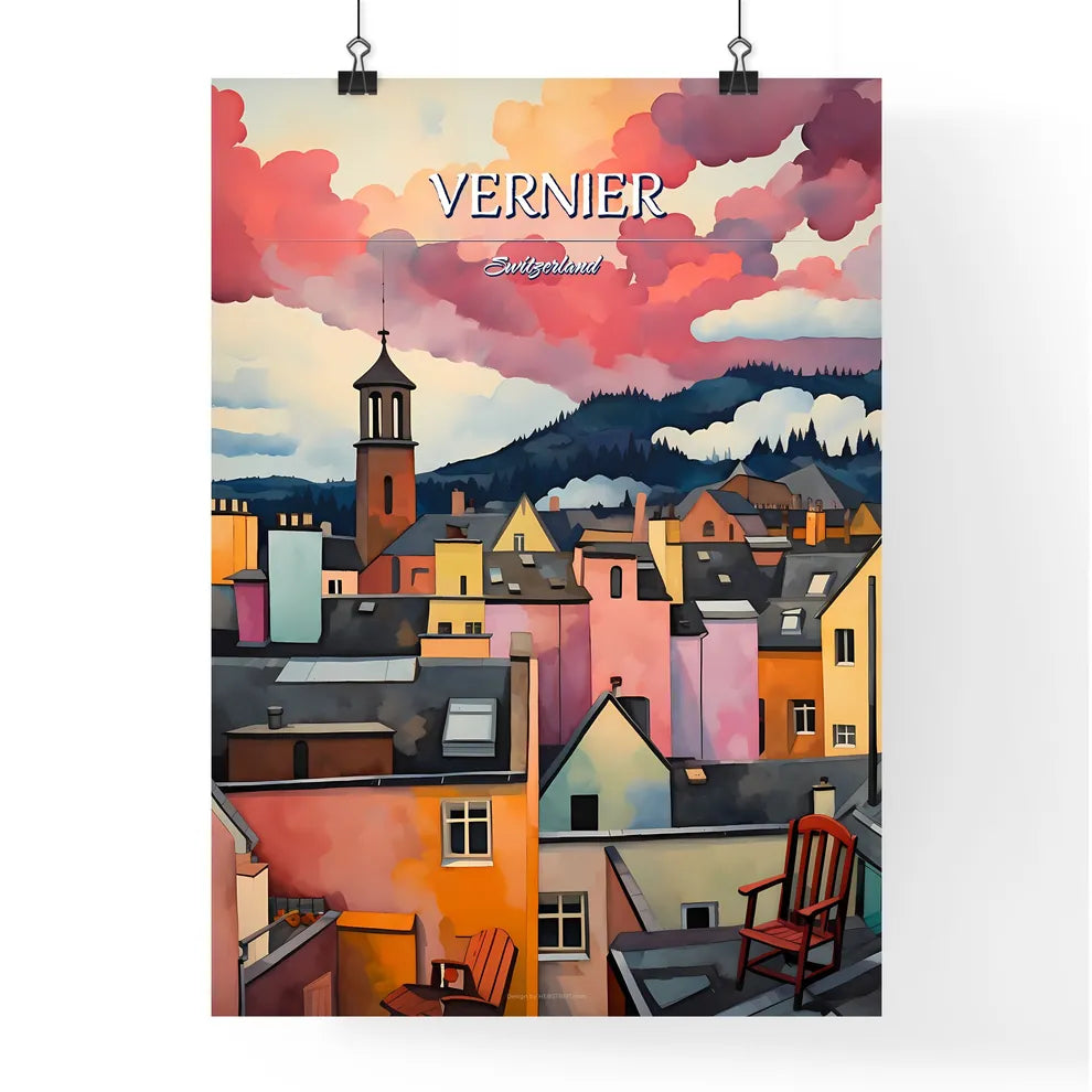Vernier, Switzerland - Art print of a digital image of a city Poster