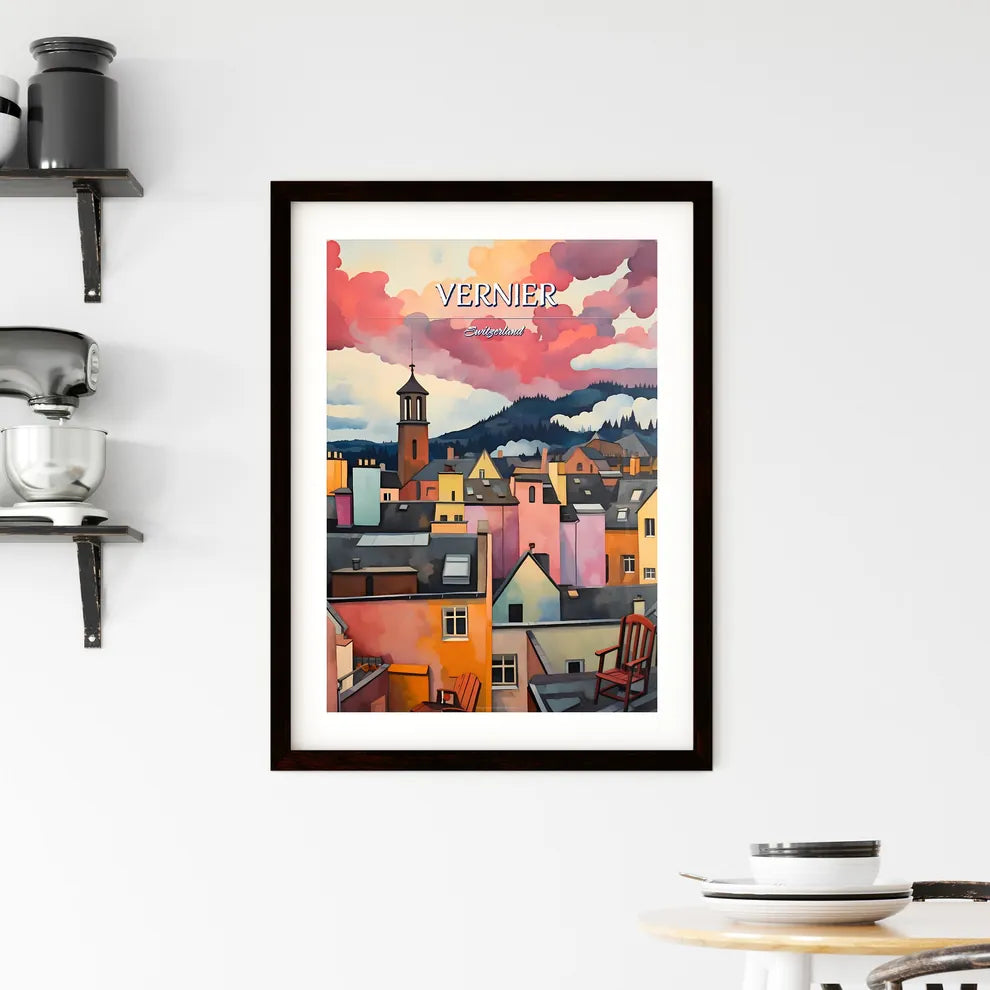 Vernier, Switzerland - Art print of a digital image of a city Custom Print