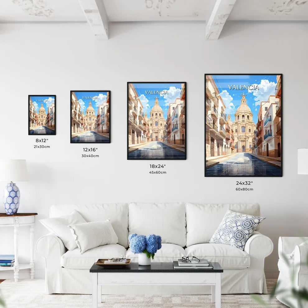 Valencia, Spain - Art print of a black and white liquid with gold streaks Size Chart